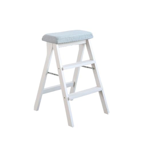 WLH Alexanders Tritthocker Treppenhocker aus Massivholz, Klappleiterstuhl, tragbare Hochbank, geeignet for die Verwendung in Küche, Bad und Büro hocker(Light Blue) von WLH Alexanders
