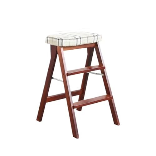 WLH Alexanders Tritthocker Treppenhocker aus Massivholz, tragbarer Hocker, Leiterstuhl, klappbare hohe Bank, geeignet for die Verwendung in Küche, Bad und Büro hocker(Checkered) von WLH Alexanders