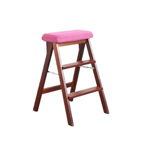 WLH Alexanders Tritthocker Treppenhocker aus Massivholz, tragbarer Hocker, Leiterstuhl, klappbare hohe Bank, geeignet for die Verwendung in Küche, Bad und Büro hocker(Red) von WLH Alexanders