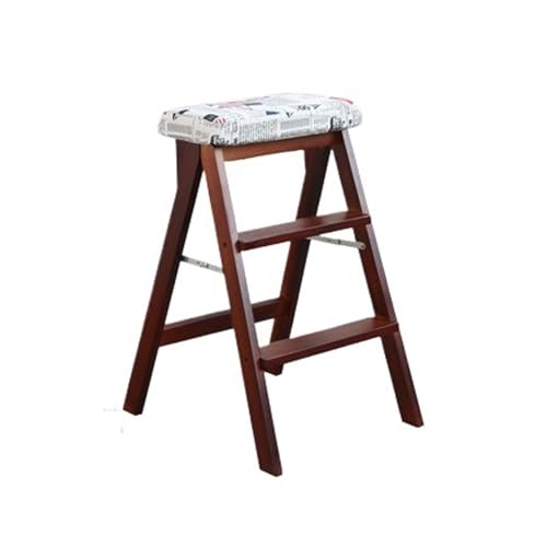 WLH Alexanders Tritthocker Treppenhocker aus Massivholz, tragbarer Hocker, Leiterstuhl, klappbare hohe Bank, geeignet for die Verwendung in Küche, Bad und Büro hocker(Rice Flag) von WLH Alexanders