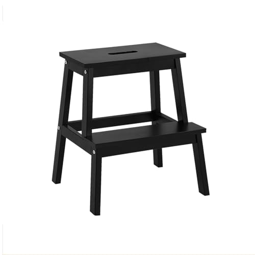 WLH Alexanders Tritthocker Treppenhocker for den Innenbereich, Schuhwechselbank aus Massivholz, doppellagige Hoch- und Niedrigleiter for den Hausgebrauch hocker(Svart) von WLH Alexanders