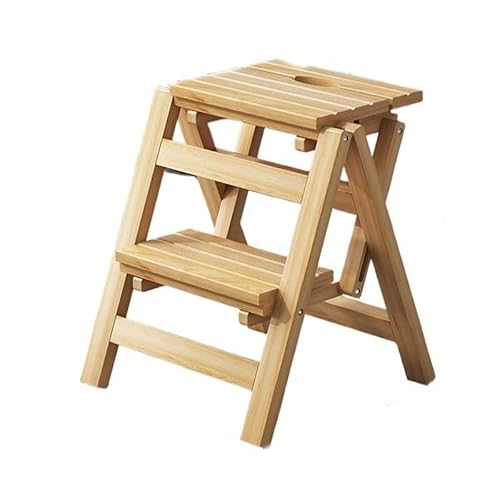 WLH Alexanders Tritthocker Treppenhocker ohne Installation, tragbarer Trittstuhl, aus Massivholz, klappbare Kletterleiter for die Küche zu Hause, Innenrampen hocker(Legno) von WLH Alexanders