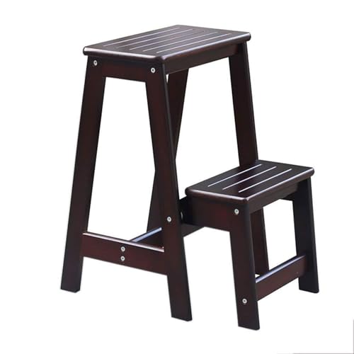 WLH Alexanders Tritthocker Zweischichtiger, Faltbarer Treppenhocker, Kletterbank aus Massivholz, tragbarer Trittstuhl, geeignet for die Küche zu Hause, im Innenbereich oder im Büro hocker(Black) von WLH Alexanders