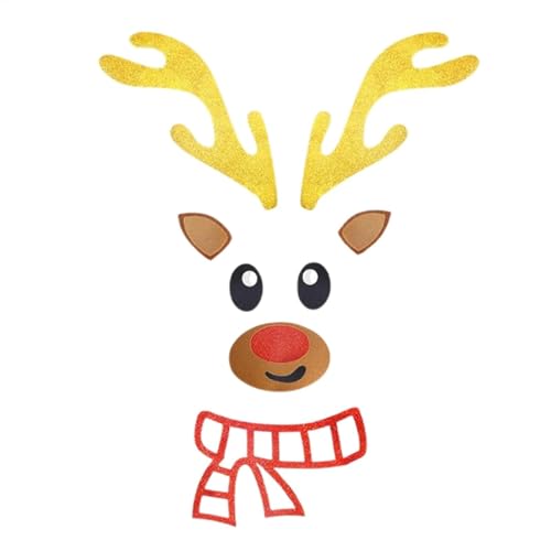 WLH Alexanders Weihnachten Fenster Aufkleber Klammert Abnehmbare Tür Aufkleber Baum Schneemann Schneeflocke Hirsch DIY Wand Fenster Tür Aufkleber Aufkleber(Golden Antler Moose) von WLH Alexanders