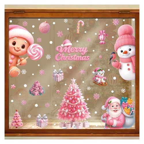 WLH Alexanders Weihnachts-Fensteraufkleber, 2 Stück, rosa Weihnachtsdekorationen, Fensteraufkleber, Aufkleber for Glasfenster, Büro, Zuhause, drinnen und draußen(Snowmen) von WLH Alexanders