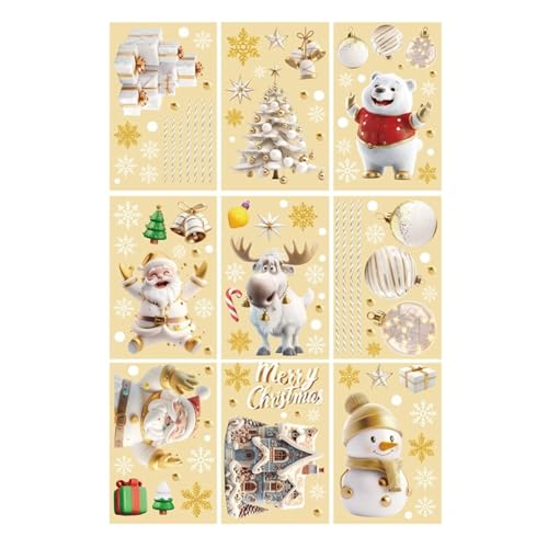 WLH Alexanders Weihnachts-Fensteraufkleber, 9 Bögen, Weihnachtsmann und Schneeflocken, Rentier-Fensteraufkleber, PVC, statische Aufkleber for die Anzeige, 2 Stück WLH Alexanders Weihnachts-Fensteraufkleber, 9 Bögen, Weihnachtsmann und Schneeflocken, Rentier-Fensteraufkleber, PVC, statische Aufkleber for die Anzeige, 2 Stück von WLH Alexanders