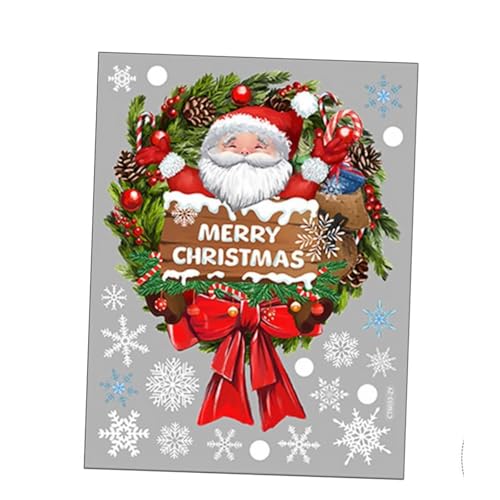 WLH Alexanders Weihnachts-Fensteraufkleber, Weihnachtsmann-Schneeflocken-Design, Aufkleber, PVC-Fensteraufkleber for Weihnachtsfenster, 2 Stück von WLH Alexanders