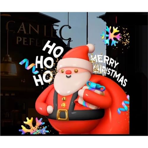 WLH Alexanders Weihnachtsdekorationen Fensteraufkleber Großer Weihnachtsmann Cling Xmas Fensteraufkleber Ornament DIY Wandtür Dekor(Color2,XXL) von WLH Alexanders