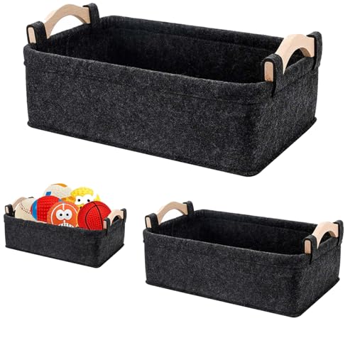 WLHFDC 3er Filzkorb Aufbewahrung,Aufbewahrungsbox Filz,Filzkorb Klein Verdickter Filzbox,Aufbewahrungskorb mit Holz Griff Filzkörbe,Faltbarer Organizer Box Aufbewahrungsboxen Filz für Regal Schränke WLHFDC 3er Filzkorb Aufbewahrung,Aufbewahrungsbox Filz,Filzkorb Klein Verdickter Filzbox,Aufbewahrungskorb mit Holz Griff Filzkörbe,Faltbarer Organizer Box Aufbewahrungsboxen Filz für Regal Schränke von WLHFDC