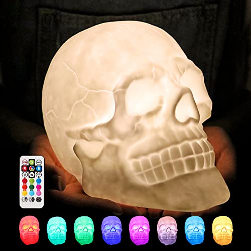 Nachtlicht Kinder, USB Aufladen Bunte Schädel Kopf Patting Lampe mit Fernbedienung Nachtlicht , Halloween LED Totenkopf Licht Bar Tischdekorationen Cool Geburtstag Überraschung Dekorative Geschenk von WLHONG