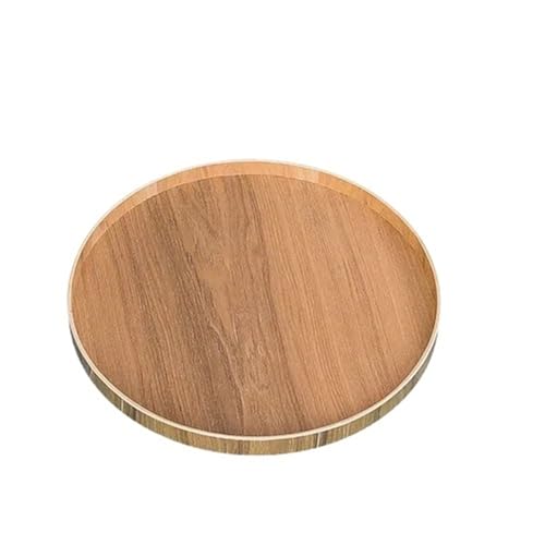 2 stücke Runde Massivholz Tee Tisch Tablett Kaffee Snack Tee Tablett Rechteckige Traditionelle ServingTray FüR Speisen(Wood 24CM) von WLIHDB