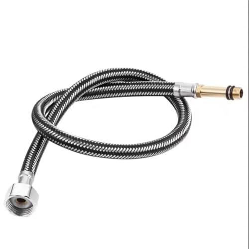 Edelstahl-Geflechtschlauch 2 stücke G1/2 ''Edelstahl Nylon Geflochtene Rohr Rohr Schlauch Sanitär Thermoresistant Wasserhahn Waschbecken Wasserhahn FüR Badezimmer, WasserhäHne(Black,100cm) von WLIHDB
