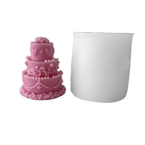 Kerzenformen 2PCS DIY Geburtstag Kuchen Silikon Form Kerze Gips Form 3D Multi-schicht Flip Zucker Kuchen Backen Werkzeuge Schokolade süßigkeiten Formen FüR Diy(Large) von WLIHDB