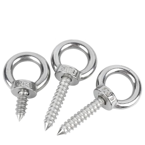 WLIHDB Einschraubhaken 10 stücke Edelstahl Selbstschneidende Hebeöse Mutter Bolzen Schafe Auge Kreisförmigen Ring Haken FüR AußEn(M6) von WLIHDB
