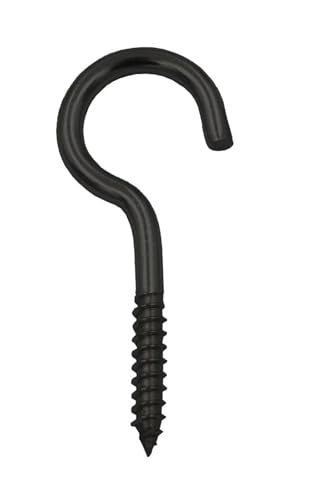WLIHDB Einschraubhaken 25 Stück Schraubhaken Deckenhaken Schwarz Verzinkter Stahl Schraubösen for Aufhängen von Lichtern Pflanzenaufhänger FüR AußEn(Size3) von WLIHDB