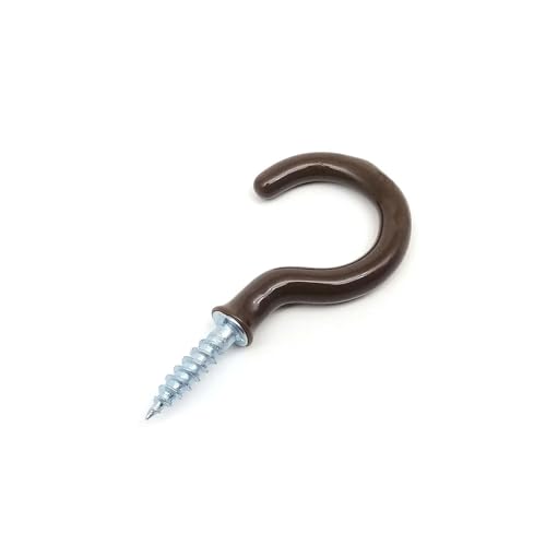 WLIHDB Einschraubhaken 25 stücke rostfrei Bild Lampe Licht Vorhang Auge Bolzen Schraube-in Decke Aufhänger Verschluss Tasse Haken FüR AußEn(Brown,Length 31mm) von WLIHDB