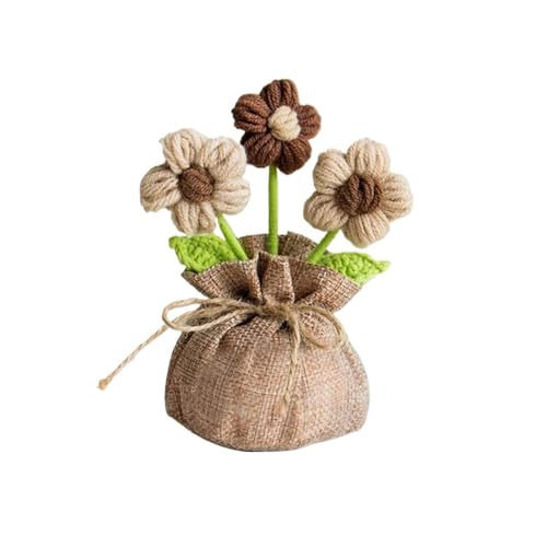 WLIHDB HäKelstrauß Gestrickte Blumen im Topf, süße Häkelblumen, Strickblume, Hochzeitsgastgeschenk, Häkeln FüR Geburtstag Hochzeit(Color1) von WLIHDB
