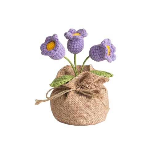 WLIHDB HäKelstrauß Gestrickte Blumen im Topf, süße Häkelblumen, Strickblume, Hochzeitsgastgeschenk, Häkeln FüR Geburtstag Hochzeit(Color10) von WLIHDB