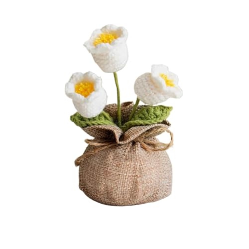 WLIHDB HäKelstrauß Gestrickte Blumen im Topf, süße Häkelblumen, Strickblume, Hochzeitsgastgeschenk, Häkeln FüR Geburtstag Hochzeit(Color9) von WLIHDB