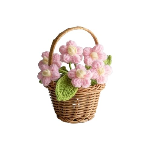 WLIHDB HäKelstrauß Häkelblume, süße fertige gewebte Sonnenblumen, Handgestrickte im Topf, Tischdekoration FüR Geburtstag Hochzeit(Color1) von WLIHDB