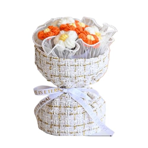 WLIHDB HäKelstrauß Häkelblumen Bouquet Rose Handgestrickte Graduierung Blumen Hochzeit FüR Geburtstag Hochzeit(Color1) von WLIHDB