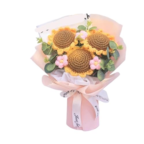WLIHDB HäKelstrauß Häkeln Bouquet Blume Graduierung gewebt künstliche Hochzeitsgeschenk FüR Geburtstag Hochzeit(Color3) von WLIHDB