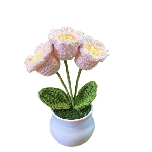 WLIHDB HäKelstrauß Handgewebter Liliental-Topf-Heimdekorations-Strickblumenstrauß mit simulierter Blume und Sonnenblumen FüR Geburtstag Hochzeit(Color4) von WLIHDB