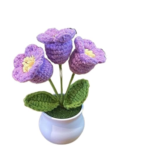 WLIHDB HäKelstrauß Handgewebter Liliental-Topf-Heimdekorations-Strickblumenstrauß mit simulierter Blume und Sonnenblumen FüR Geburtstag Hochzeit(Color7) von WLIHDB
