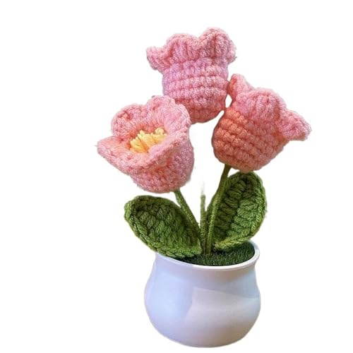 WLIHDB HäKelstrauß Handgewebter Liliental-Topf-Heimdekorations-Strickblumenstrauß mit simulierter Blume und Sonnenblumen FüR Geburtstag Hochzeit(Color8) von WLIHDB