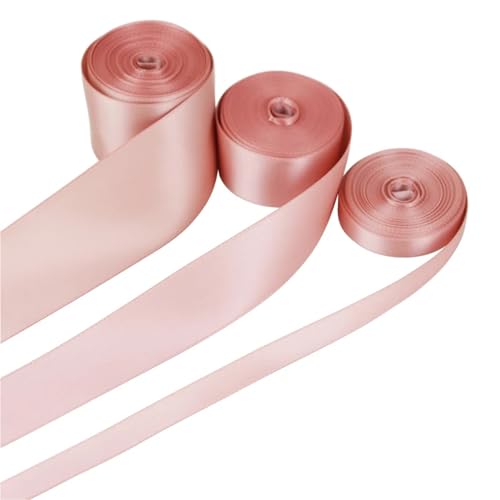 WLIHDB Satinband Doppelseitiges Satinband aus Polyester mit Weihnachtsspitze in Mehreren Größen, rosa Fleisch FüR Geschenkverpacken von WLIHDB