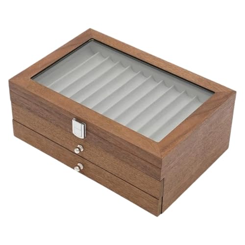 WLIHDB Stift-Displaybox Stiftebox aus Holz, 3-lagige, praktische mit zwei Schubladen, Stifte-Displaybox 34 Fächern FüR Die Aufbewahrung Von Stiftboxen von WLIHDB