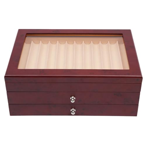 WLIHDB Stift-Displaybox Stiftebox aus Holz, 3-lagige Stiftesammler-Organizer-Box, rot, Aufbewahrungsbox for 34 Stifte mit Glasfenster FüR Die Aufbewahrung Von Stiftboxen WLIHDB Stift-Displaybox Stiftebox aus Holz, 3-lagige Stiftesammler-Organizer-Box, rot, Aufbewahrungsbox for 34 Stifte mit Glasfenster FüR Die Aufbewahrung Von Stiftboxen von WLIHDB