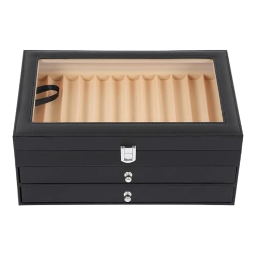 WLIHDB Stift-Displaybox Stiftebox mit 36 ​​Fächern, Samtinnenseite, Klarglasdeckel, 3-stufiges Design, ideal for Stiftsammler FüR Die Aufbewahrung Von Stiftboxen von WLIHDB