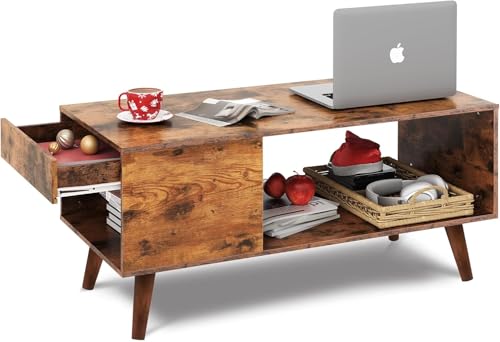 WLIVE Coffee Table Height Adjustable, Wooden Living Room Table with Storage Space von WLIVE