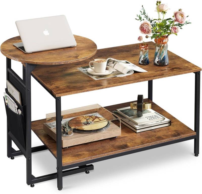 WLIVE Couchtisch 2er Set, Holz-Wohnzimmertisch Stubentisch mit Metallrahmen (2-St), 2-in-1 Design, mit 2 Ebenen von WLIVE
