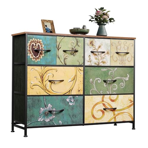 WLIVE Kommode mit 8 Stoffschubladen Dreilagig, Kommodenschrank für Schlafzimmer, Kommode Wohnzimmer, mit Stabiler Stahlrahmen, Bohemien WLIVE Kommode mit 8 Stoffschubladen Dreilagig, Kommodenschrank für Schlafzimmer, Kommode Wohnzimmer, mit Stabiler Stahlrahmen, Bohemien von WLIVE