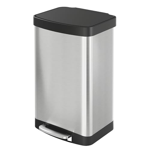 WLIVE Mülleimer Küche 55 Liter, Großer Treteimer mit Softclose-Deckel, Klemmring für Müllsäcke, geruchsdichter Abfalleimer für Küche, Büro oder Schlafzimmer, Silber WLIVE Mülleimer Küche 55 Liter, Großer Treteimer mit Softclose-Deckel, Klemmring für Müllsäcke, geruchsdichter Abfalleimer für Küche, Büro oder Schlafzimmer, Silber von WLIVE