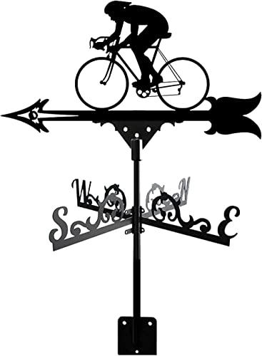 Wetterfahne Fahrrad Radfahrer Wetterfahne Messwerkzeug Edelstahl Langlebig Wetterhahn Richtungsanzeige Gartendekoration mit Montagehalterung (Radfahren) von WLKBP