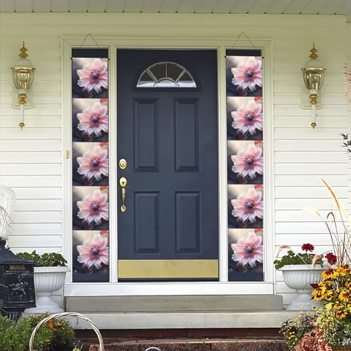 2 Stück Willkommens-Türbanner Blume Blüte Veranda Schild Hawaii-Dekorationen Flaggen Frühling Sommer Dekor Hintergrund Wandbehang Banner für Outdoor Home Tropical Yard Party Decor Supplies von WLKSNBVD