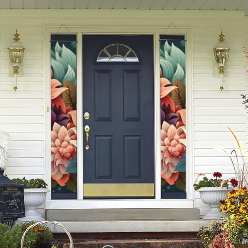 2 Stück Willkommens-Türbanner Blumen als Hintergrund Veranda Schild Hawaii-Dekorationen Flaggen Frühling Sommer Dekor Hintergrund Wandbehang Banner für Outdoor Home Tropical Yard Party Decor Supplies von WLKSNBVD