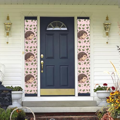 2 Stück Willkommens-Türbanner Cartoon Igel Veranda Schild Hawaii-Dekorationen Flaggen Frühling Sommer Dekor Hintergrund Wandbehang Banner für Outdoor Home Tropical Yard Party Decor Supplies von WLKSNBVD