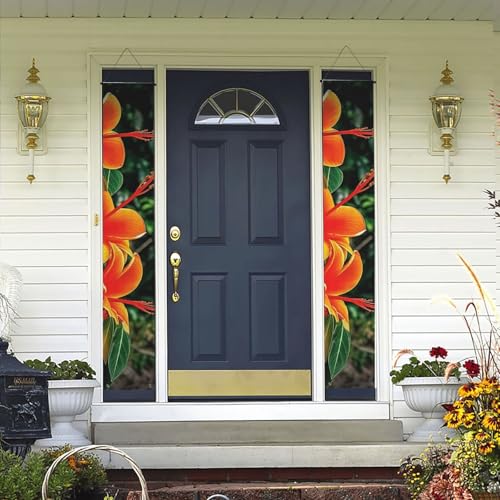 2 Stück Willkommens-Türbanner Hawaii-Blumen Veranda-Schild Hawaii-Dekorationen Flaggen Frühling Sommer Dekor Hintergrund Wandbehang Banner für Outdoor Home Tropical Yard Party Decor Supplies von WLKSNBVD