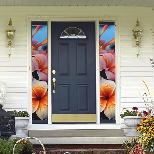 2 Stück Willkommens-Türbanner Hawaii Blumen Veranda Schild Hawaii-Dekorationen Flaggen Frühling Sommer Dekor Hintergrund Wandbehang Banner für Outdoor Home Tropical Yard Party Decor Supplies von WLKSNBVD