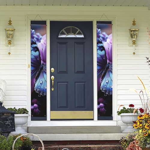 2 Stück Willkommens-Türbanner lila Rose Schmetterling Veranda Schild Hawaii-Dekorationen Flaggen Frühling Sommer Dekor Hintergrund Wandbehang Banner für Outdoor Home Tropical Yard Party Decor Supplies 2 Stück Willkommens-Türbanner lila Rose Schmetterling Veranda Schild Hawaii-Dekorationen Flaggen Frühling Sommer Dekor Hintergrund Wandbehang Banner für Outdoor Home Tropical Yard Party Decor Supplies von WLKSNBVD