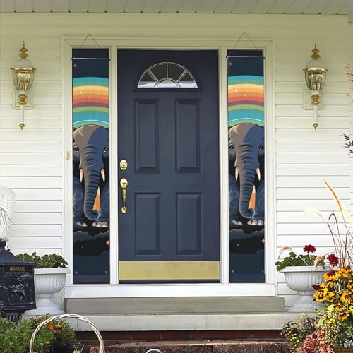 2 Stück Willkommens-Türbanner mit niedlichem Elefant, Regenbogen, Veranda-Schild, Hawaii-Dekorationen, Flaggen, Frühlings- und Sommerdekoration, Hintergrund, Wandbehang, Banner für den Außenbereich 2 Stück Willkommens-Türbanner mit niedlichem Elefant, Regenbogen, Veranda-Schild, Hawaii-Dekorationen, Flaggen, Frühlings- und Sommerdekoration, Hintergrund, Wandbehang, Banner für den Außenbereich von WLKSNBVD