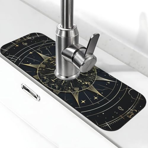 Astrologisches Muster, Wasserhahn-Matte für Küchenspüle, super saugfähig, Spritzfänger, Kieselgur, schnell trocknend, Stein, Wasserhahngriff, Tropffänger-Tablett, Matte für Badezimmer, Waschbecken von WLKSNBVD