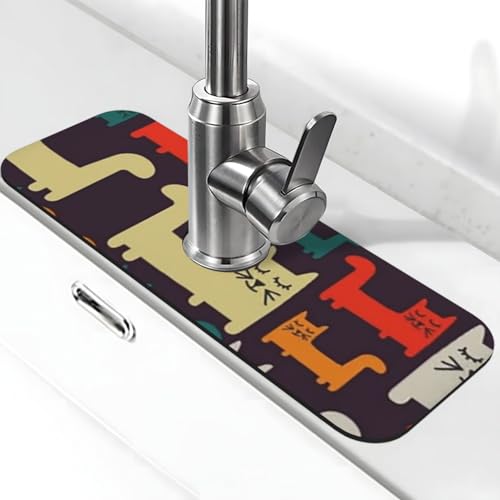 Bank Katzenhahnmatte für Küchenspüle, super saugfähig, Spritzfänger, Kieselgur, schnell trocknend, Stein, Wasserhahngriff, Tropffänger-Tablett, Matte für Badezimmer, Waschbecken, Trockenpad, 38,1 x 14 von WLKSNBVD