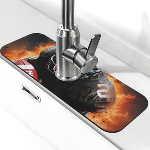 Coole American Football Wasserhahnmatte für Küchenspüle, super saugfähig, Spritzfänger, Kieselgur, schnell trocknender Stein, Wasserhahngriff, Tropffänger-Tablett, Matte für Badezimmer, Waschbecken Coole American Football Wasserhahnmatte für Küchenspüle, super saugfähig, Spritzfänger, Kieselgur, schnell trocknender Stein, Wasserhahngriff, Tropffänger-Tablett, Matte für Badezimmer, Waschbecken von WLKSNBVD