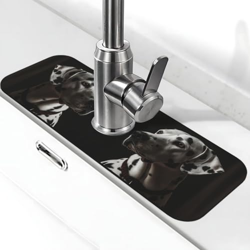 Dalmatiner-Wasserhahnmatte für Küchenspüle, super saugfähig, Spritzfänger, Kieselgur, schnell trocknend, Stein, Wasserhahngriff, Tropffänger-Tablett, Matte für Badezimmer, Waschbecken, Trockenpad von WLKSNBVD