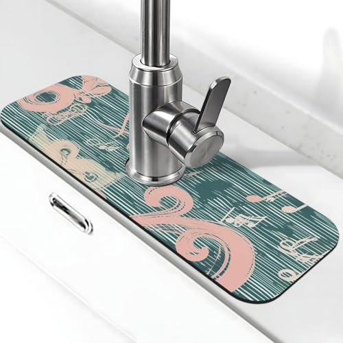 Dream Note Wasserhahnmatte für Küchenspüle, super saugfähig, Spritzfänger, Kieselgur, schnell trocknend, Stein, Wasserhahngriff, Tropffänger-Tablett, Matte für Badezimmer, Waschbecken, Trockenpad von WLKSNBVD